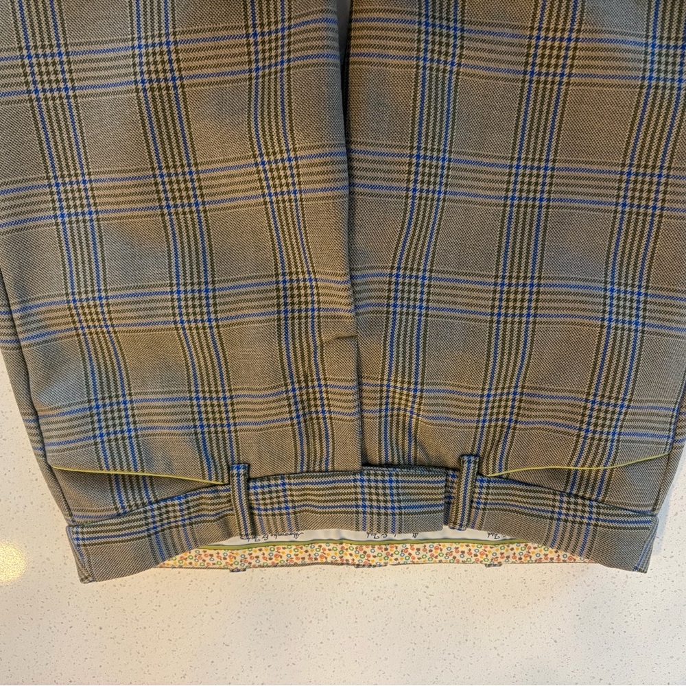 Abercrombie & Fitch Green & Blue Plaid π― Wool Capris With Cuff Buttons EUC - Picture 6 of 10